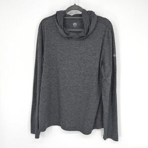 Alo Yoga Hoodie Women Medium Charcoal Gray Heathered Cowl Neck Top